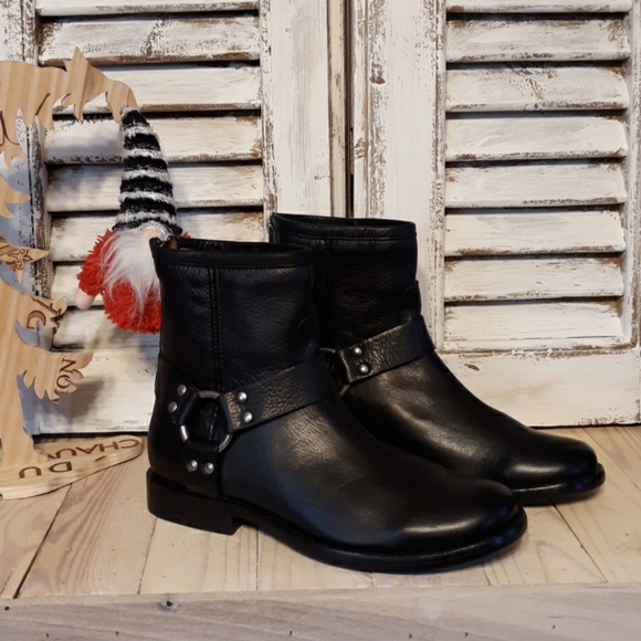 Frye Shoes - NWOT!! FRYE Philip Harness Black Leather Booties